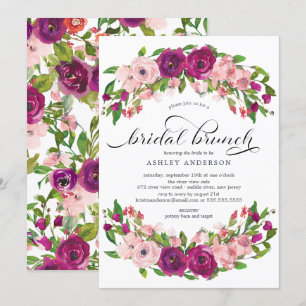 Invitation Rougissent le rose et le brunch floral de Fête de