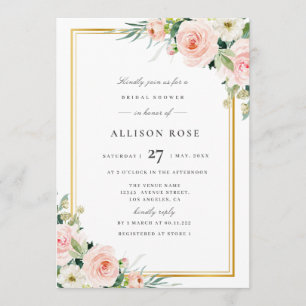 Invitation rougissent l'invitation nuptiale florale rose de