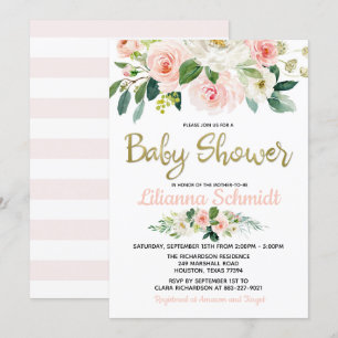Invitation Rougissent l'invitation rose de baby shower de