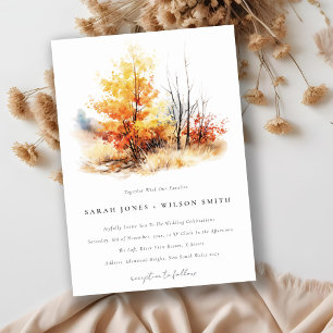 Invitation Rouille Jaune Automne Automne Paysage Plaid Mariag