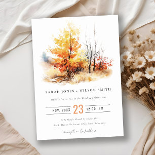 Invitation Rouille Jaune Automne Automne Paysage Plaid Mariag