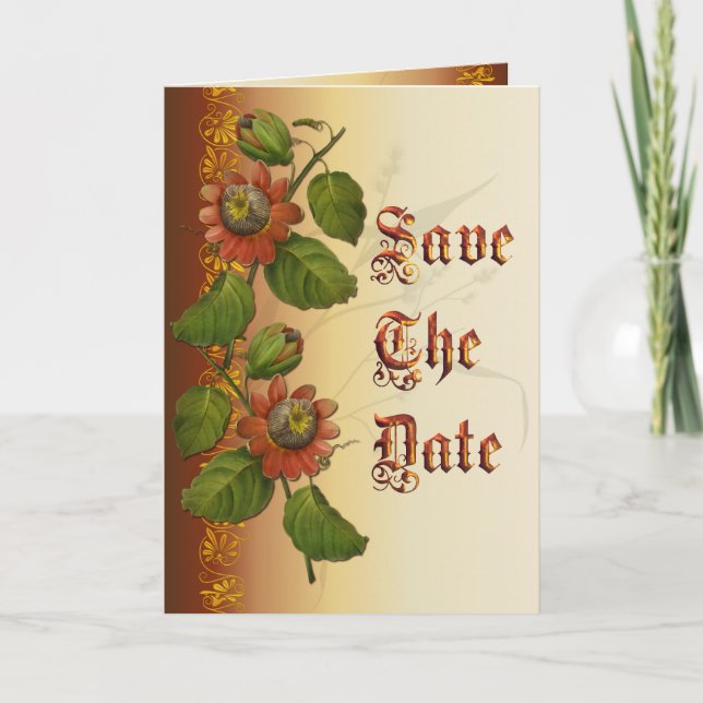 Invitation Rouille Mariage Passionflower Enregistrer la date (Devant)