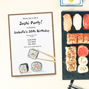 Invitation Roulés de sushi avec fête de baguettes