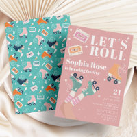 Roulons à roulettes rose patinage fête d'anniversa