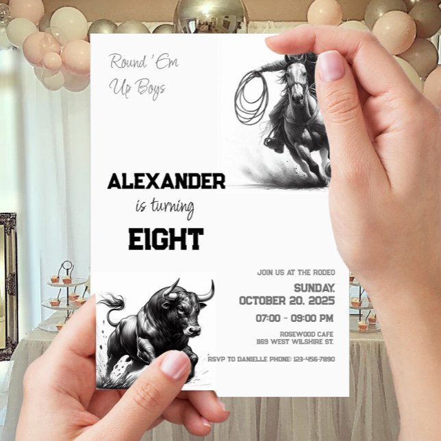 Invitation Round 'Em Up Boys Cowboy fête d'anniversaire (Créateur téléchargé)