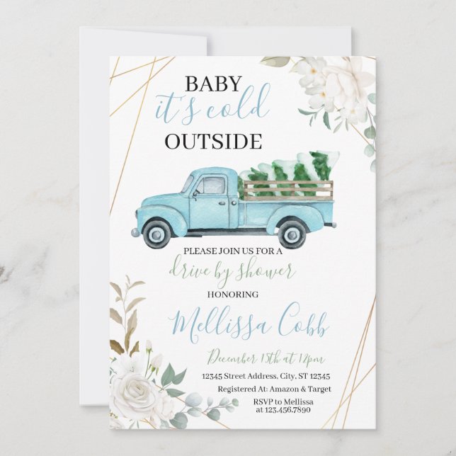 Invitation Route d'hiver par Baby shower (Devant)