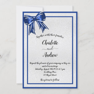 Invitation Royal bleu argent arc métal élégant mariage