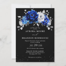 Royal Bleu Blanc argent Mariage noir métallique