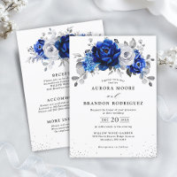 Royal Bleu Blanc Argent Tout en un Mariage Floral