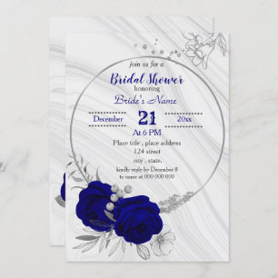Invitation royal bleu gris couronne