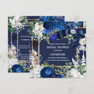 Invitation Royal bleu parties scintillant blanche arc diamant