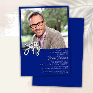 Invitation Royal Blue 50th Birthday Photo