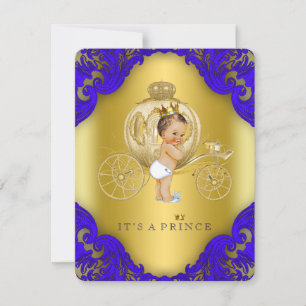 Invitation Royal Blue and Gold Carriage Prince Baby shower