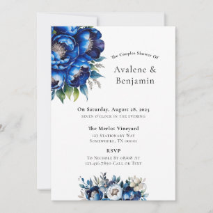 Invitation Royal Blue and Silver Parties scintillant Peony Co