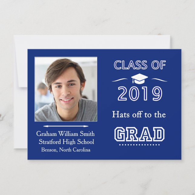 Invitation Royal blue, classe de 2019 Graduation Party Photo (Devant)