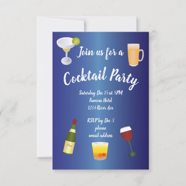 Invitation Royal Blue Cocktail Party (Devant)