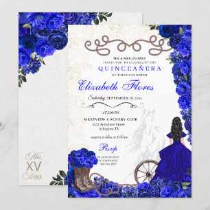 Invitation Royal Blue Cowgirl Ranchero Western Quinceanera