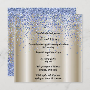 Invitation Royal Blue Diamonds mariage cristal bleu or