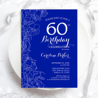 Royal Blue Floral 60e fête d'anniversaire