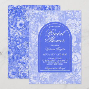 Invitation Royal Blue Floral Fête des mariées victorienne