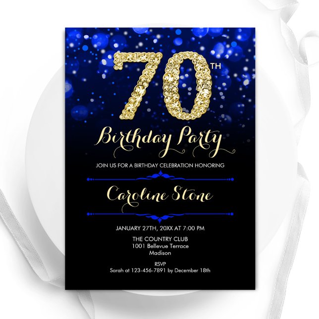 Invitation Royal Blue Gold 70e anniversaire (Créateur téléchargé)
