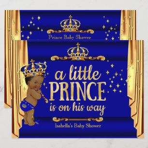Invitation Royal Blue Gold Drapes Prince Baby shower Ethnic L