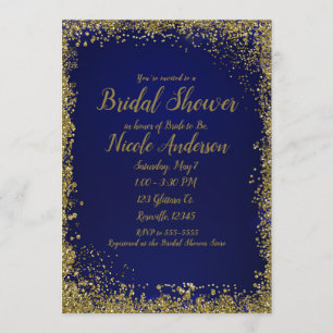 Invitation Royal Blue Gold Parties scintillant Glam Modern Fê