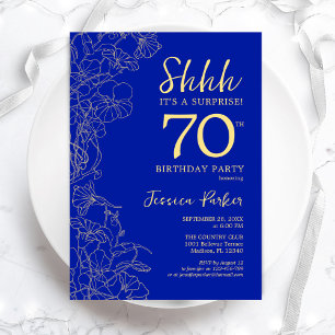 Invitation Royal Blue Gold Surprise 70e anniversaire