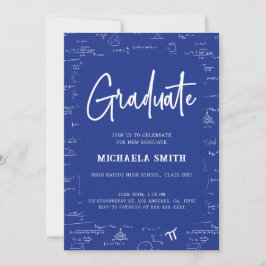 Invitation Royal Blue Graduate Math Photo Graduate
