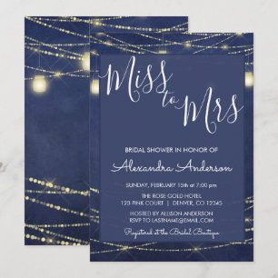 Invitation Royal Blue Mason Jars Mlle à Mme Fête des mariées
