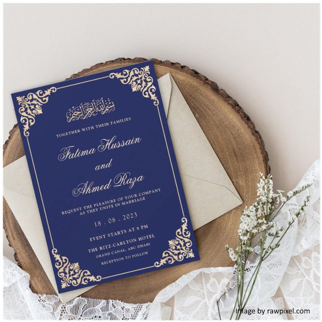 Invitation Royal Blue Nikah Mariage musulman islamique (Créateur téléchargé)