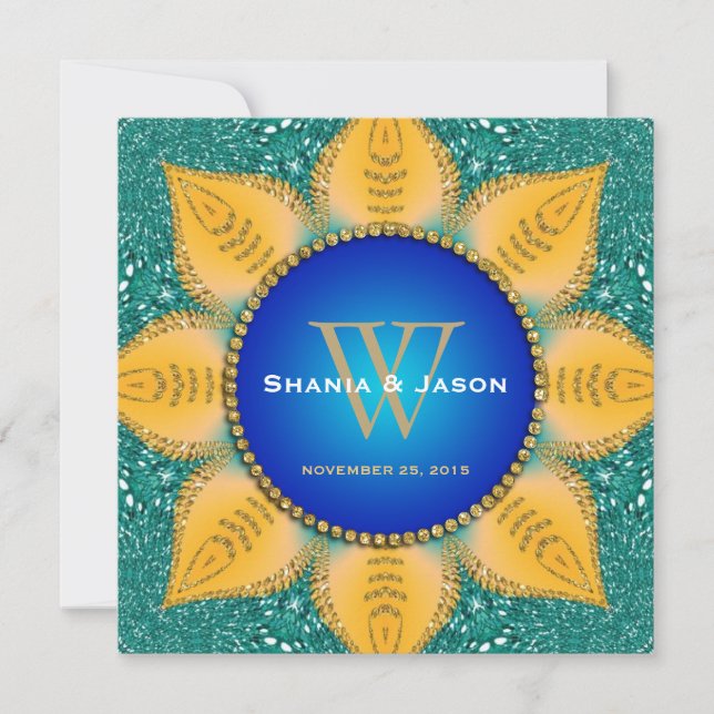 Invitation Royal Blue Orange Sunflower Parties scintillant Tu (Devant)