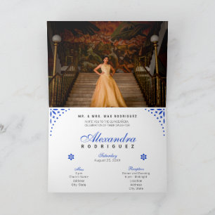 Invitation Royal Blue Papado Picado Mis Quince Años