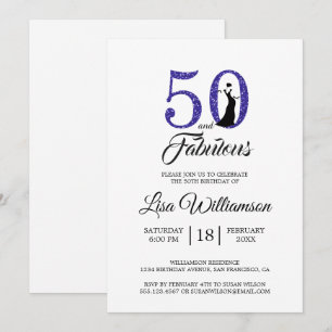 Invitation Royal Blue Parties scintillant 50 Fabuleuse fête d