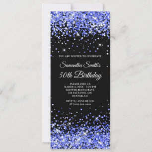 Invitation Royal Blue Parties scintillant Noir 50e anniversai