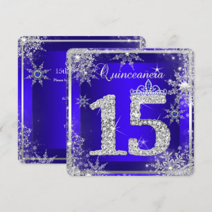 Invitation Royal Blue Quinceanera 15e Elite Elégant Anniversa