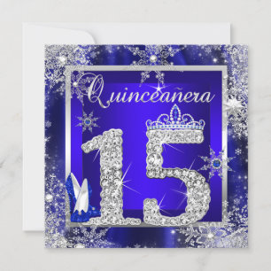Invitation Royal Blue Quinceanera 15e Elite Elégant Anniversa