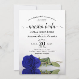 Invitation Royal Blue Rose espagnol Nuestra Boda Mariage