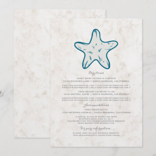 Invitation Royal Blue Rustic Starfish Information du Mariage