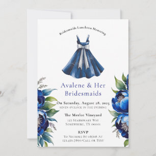 Invitation Royal Blue Silver Parties scintillant Peony Brides