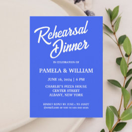 Invitation Royal Blue Simple Style Dîner de répétition Mariag