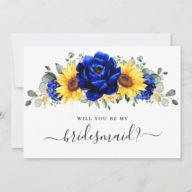 Invitation Royal Blue Sunflower Seras-tu ma servante (Devant)