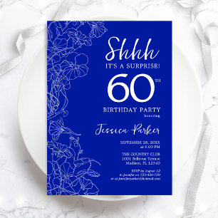 Invitation Royal Blue White Surprise 60e anniversaire