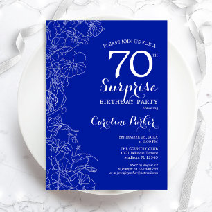 Invitation Royal Blue White Surprise 70e anniversaire