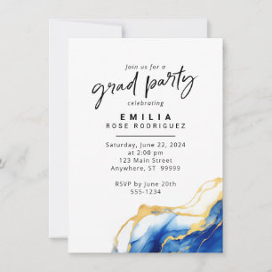 Invitation Royal Blue Yellow Gold Party
