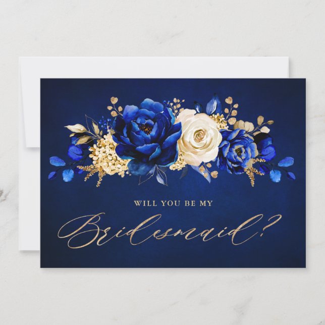 Invitation Royal Blue Yellow Gold Serez-vous ma servante d'Ét (Devant)