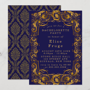 Invitation Royal Crown Blue Gold Flourdissant Bachelorette Pa