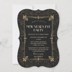 Invitation Royal Fleur-de-Lis Art déco années 1920 Fête du No