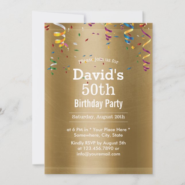Invitation Royal Gold 50th Birthday Party (Devant)