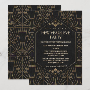 Invitation Royal Gold Black Great Gatsby 1920's New Year Part